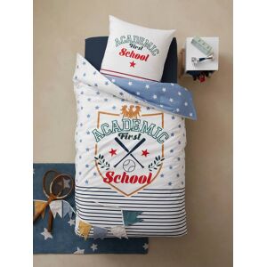 VERTBAUDET Conjunto infantil de funda nórdica + funda de almohada - Academic blanco medio liso con motivos