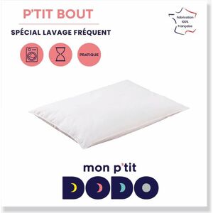 Almohada P'tit Bout Multilavados Mon P'tit DODO blanco claro liso