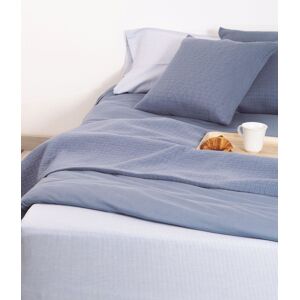 SI·SOM·DOS Sábana de punto 100% algodón azul para cama de 150 cm con almohadas