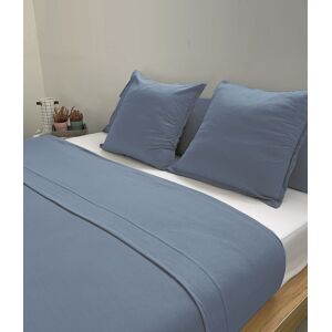 SI·SOM·DOS Sábana de punto 100% algodón azul para cama de 180 cm con almohadas