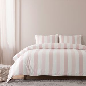 Casa da Laura Funda nórdica rosa con rayas anchas 100% algodón 260x240 cm cama 180