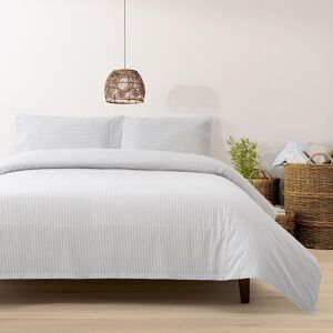 Casa da Laura Funda nórdica gris rayas 100% algodón 240x220 cm cama 150 +2 alm