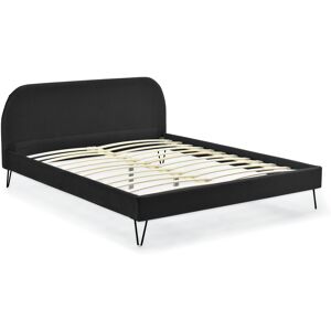 Concept Usine Cama de terciopelo negro 140 x 190 cm