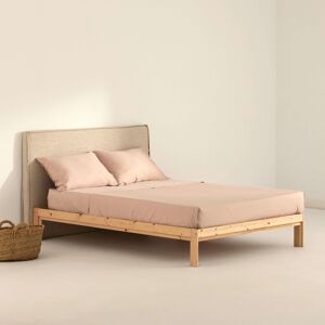 Ripshop Juego de sábanas 100% algodón de 300 hilos rosa cama de 180