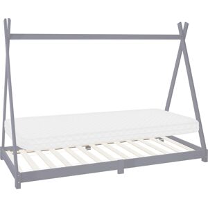 ML-Design Cama para niños madera pino gris con colchón 90x200 cm