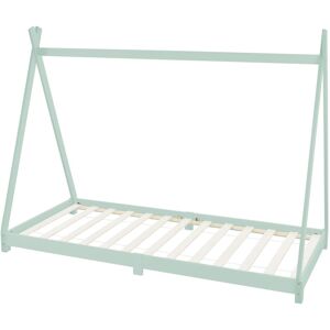 ML-Design Cama para niños madera de pino menta con colchón 90x200 cm