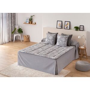 Confecciones Paula Colcha Edredón acolchada jacquard gris cama 105 (105x225+50 cm)