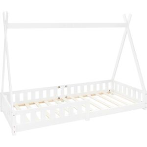 ML-Design Cama infantil tipi anticaída blanco en madera de pino 200x90cm