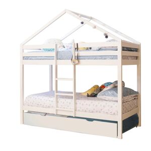MueMue Litera casita + cama elevable madera blanco 90x190/90x190cm