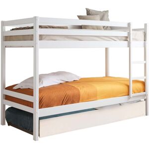 MueMue Litera + cama de arrastre madera blanco 90x190/90x190cm