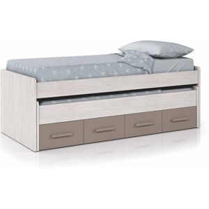 Dmora Cama infantil efecto madera blanco, marrón 208x96 cm