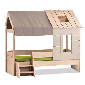 MueMue Cama infantil casita aglomerado gris 90x200cm