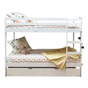 MueMue Litera infantil madera y cama de arrastre blanca 90x190cm
