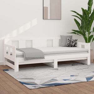 vidaXL Sofá cama extraíble madera maciza de pino blanco 2x(80x200) cm