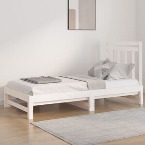 vidaXL Sofá cama extraíble madera maciza de pino blanco 2x(90x190) cm