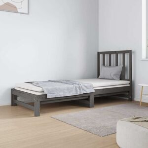 vidaXL Sofá cama extraíble madera maciza de pino gris 2x(90x190) cm