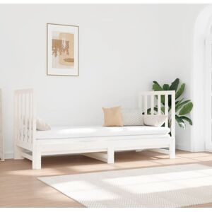 vidaXL Sofá cama extraíble madera maciza de pino blanco 2x(90x190) cm