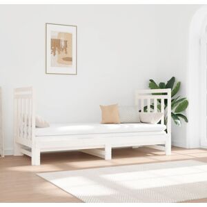 vidaXL Sofá cama extraíble madera maciza de pino blanco 2x(90x190) cm