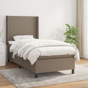 vidaXL Cama box spring con colchón tela gris taupe 80x200 cm