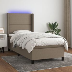 vidaXL Cama box spring colchón y luces LED gris taupe 80x200 cm