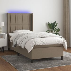 vidaXL Cama box spring colchón y luces LED gris taupe 80x200 cm