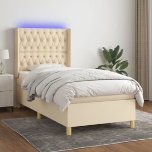 vidaXL Cama box spring colchón y luces LED tela crema 80x200 cm