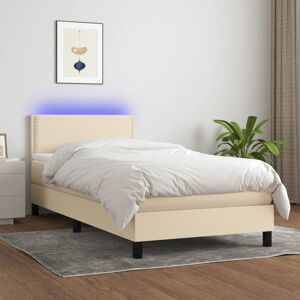 vidaXL Cama box spring colchón y luces LED tela crema 80x200 cm