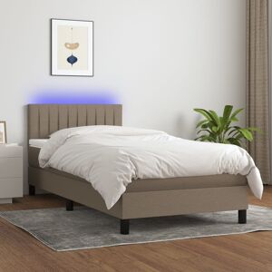 vidaXL Cama box spring colchón y luces LED gris taupe 80x200 cm