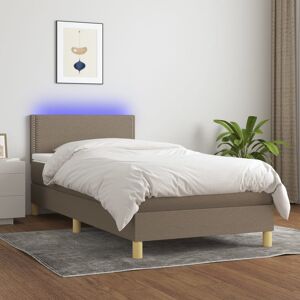 vidaXL Cama box spring con colchón LED tela gris taupe 80x200 cm