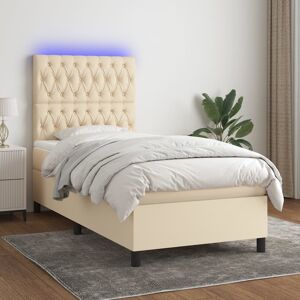 vidaXL Cama box spring colchón y luces LED tela crema 80x200 cm