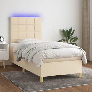 vidaXL Cama box spring colchón y luces LED tela crema 80x200 cm