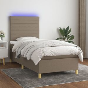 vidaXL Cama box spring colchón y luces LED gris taupe 80x200 cm