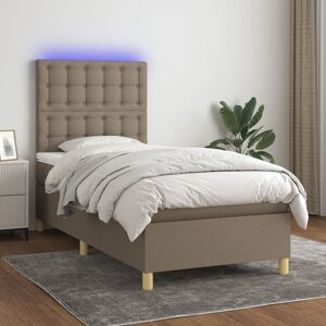 vidaXL Cama box spring colchón y luces LED gris taupe 80x200 cm