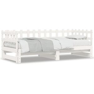 vidaXL Sofá cama extraíble madera maciza de pino blanco 2x(80x200) cm