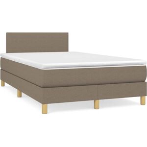 vidaXL Cama box spring con colchón tela gris taupe 120x190 cm