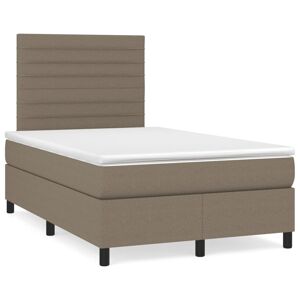 vidaXL Cama box spring con colchón tela gris taupe 120x190 cm