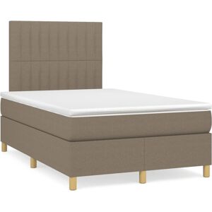 vidaXL Cama box spring con colchón tela gris taupe 120x190 cm