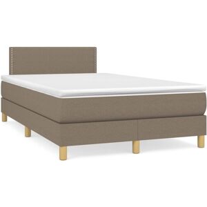 vidaXL Cama box spring con colchón y LED tela gris taupe 120x190 cm