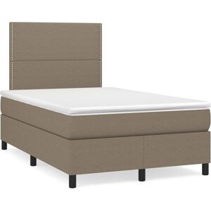 vidaXL Cama box spring con colchón y LED tela gris taupe 120x190 cm