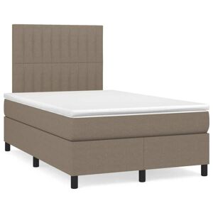 vidaXL Cama box spring con colchón y LED tela gris taupe 120x190 cm