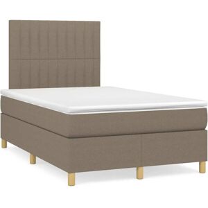 vidaXL Cama box spring con colchón y LED tela gris taupe 120x190 cm