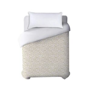 LOLAhome Funda nórdica de flores blanca y beige de algodón natural para cama de 90 cm