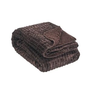 LOLAhome Manta marrón oscuro de pelo para sofá de franela y sherpa de 125x150 cm