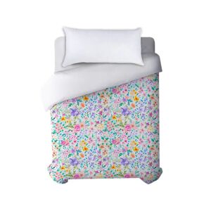 LOLAhome Funda nórdica de flores azul y rosa de algodón natural para cama de 135 cm