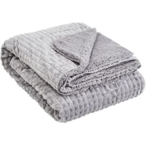 LOLAhome Manta gris perla de pelo para sofá de franela y sherpa de 160x220 cm