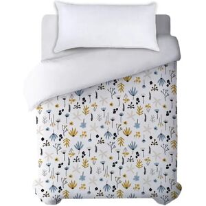 LOLAhome Funda nórdica botánico de flores blanca de algodón natural para cama de 135 cm