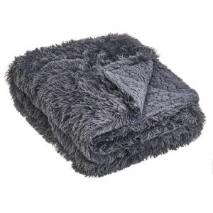 LOLAhome Manta gris oscuro para sofá de pelo largo y sherpa de 220x240 cm
