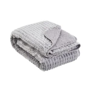 LOLAhome Manta gris perla de pelo para sofá de franela y sherpa de 125x150 cm