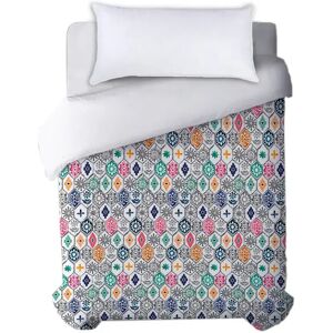 LOLAhome Funda nórdica arabesca blanca y rosa de algodón natural para cama de 135 cm