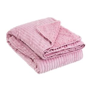 LOLAhome Manta rosa de pelo para sofá de franela y sherpa de 160x220 cm